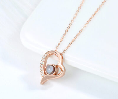 Gentle Heart rose gold necklace featuring smoky quartz heart pendant
